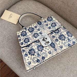 Patricia Nash Chauny Leather Satchel Vintage Style Top Handle Crossbody Bag